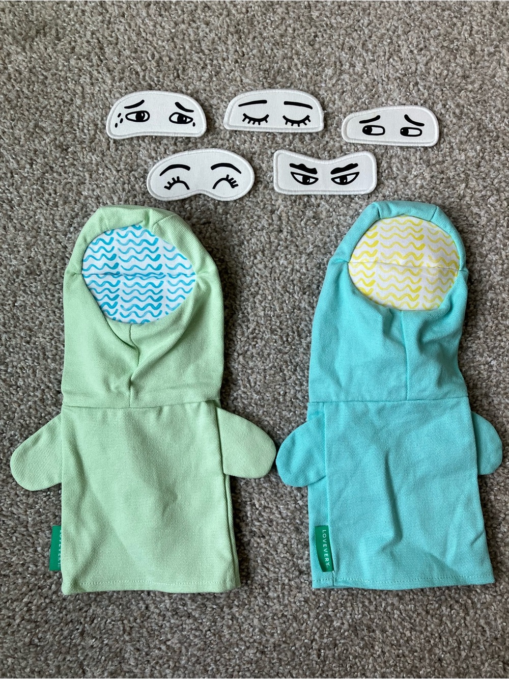 Lovevery Emotion Puppets with Interchangeable Eyes